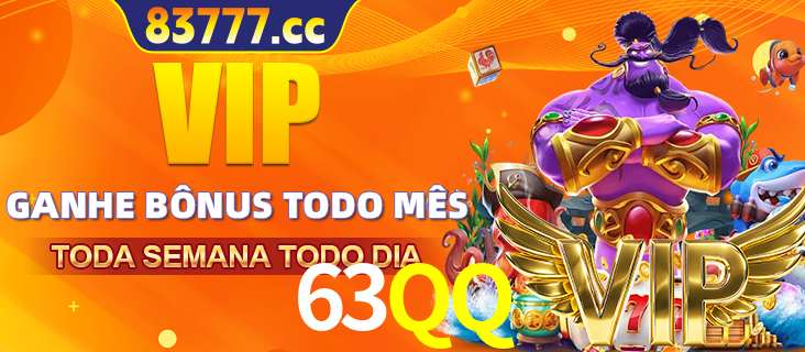 Banner promocional do 63QQ oferecendo 100% de recompensas adicionais contínuas para quem fizer o login diário (Daily sign-in), com um mascote de coelho.