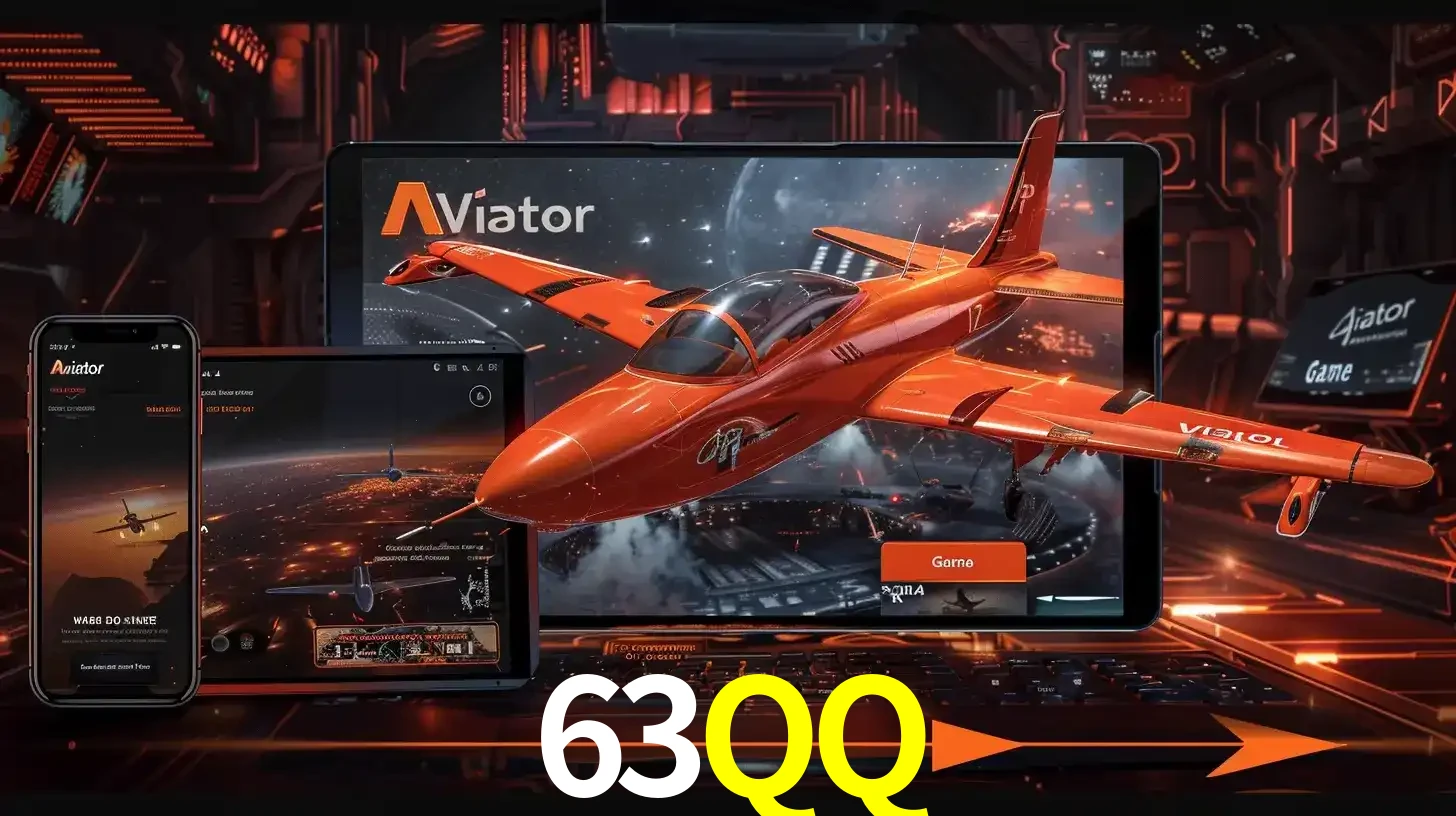 Apresentação tecnológica do jogo Aviator com um avião saindo da tela de um tablet, demonstrando a experiência imersiva em múltiplos dispositivos no 63QQ.