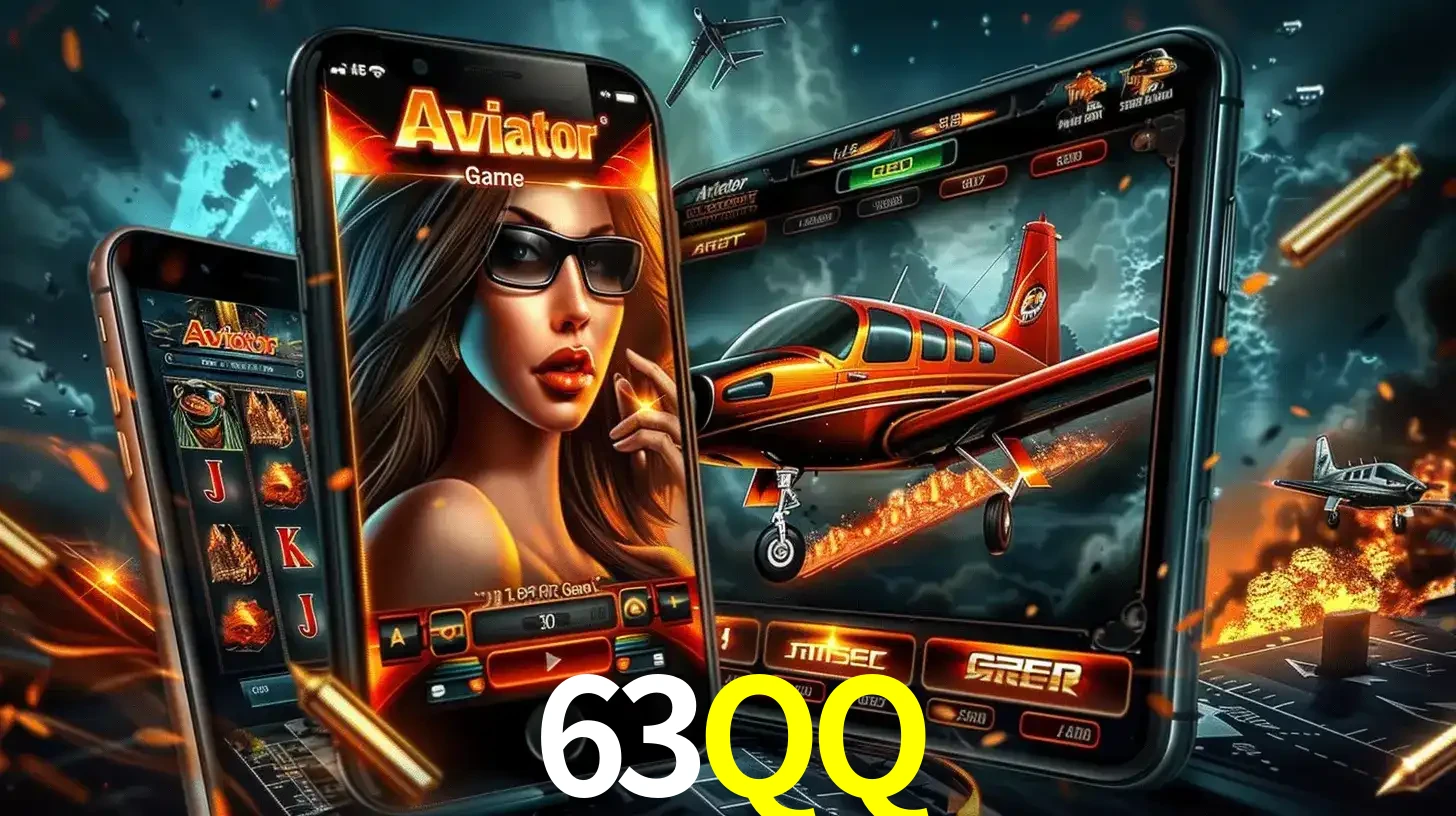 O popular jogo de apostas Aviator exibido em vários celulares e tablets, mostrando a interface emocionante e a ação de voo disponíveis para jogar agora no 63QQ.